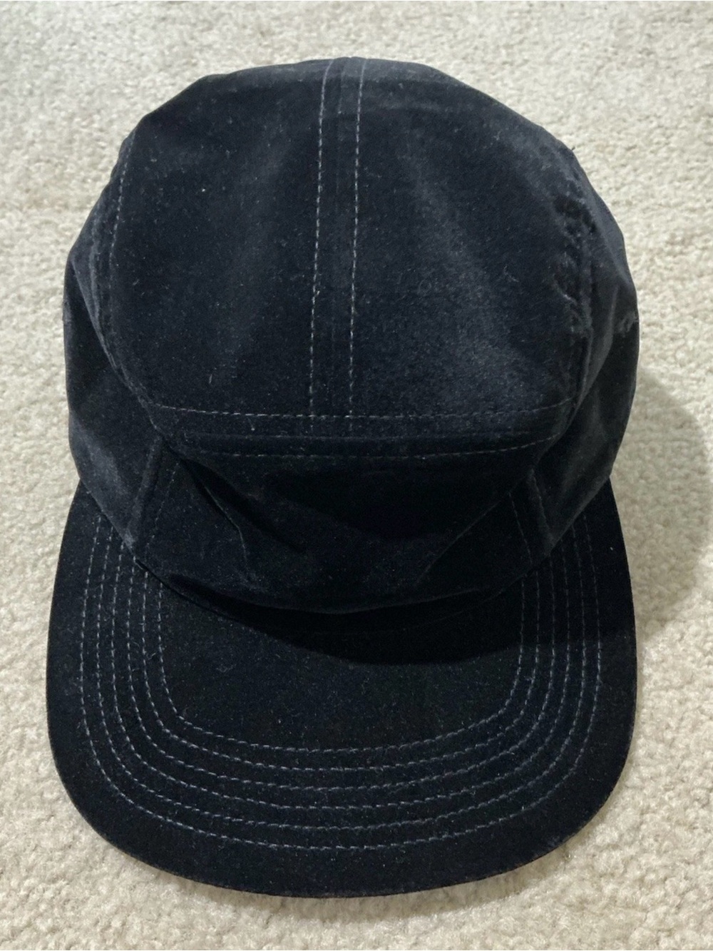 Patta Black Velvet Fabric Five Panel Adjustable Hat Cap